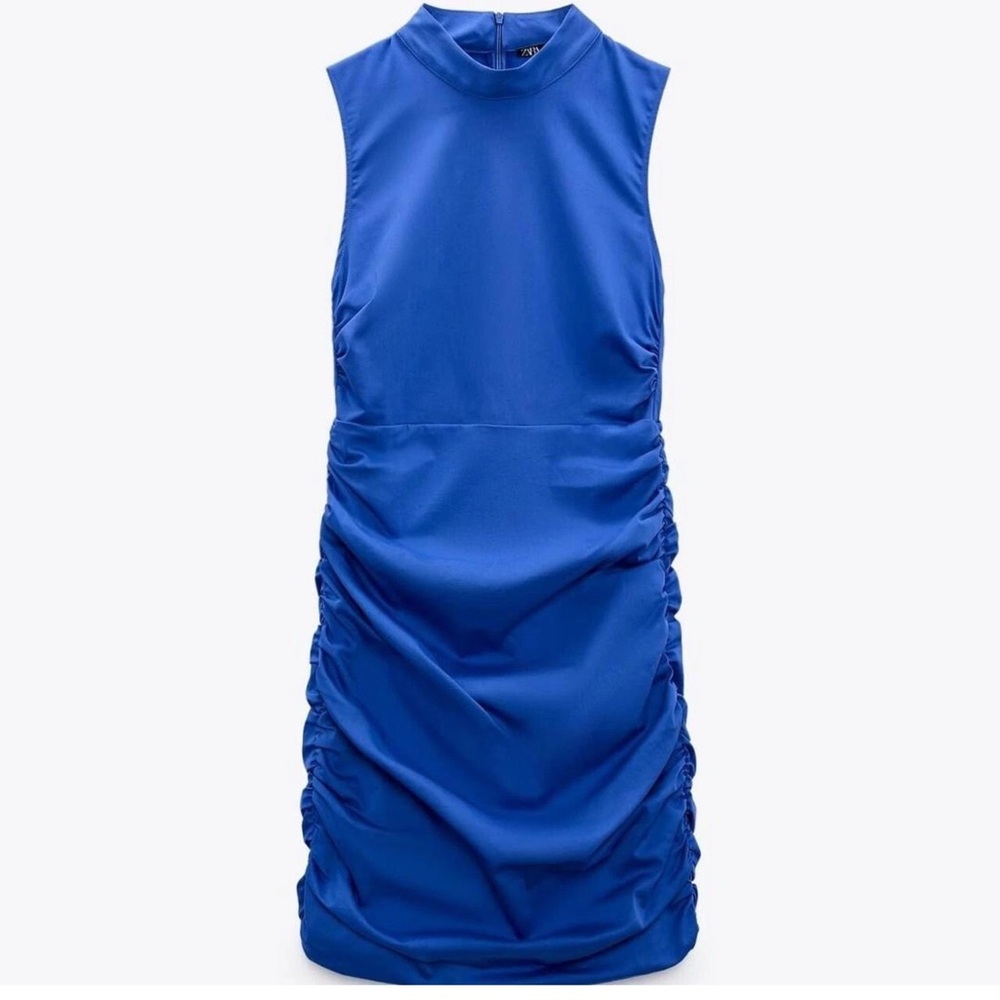 Zara Stretch Poplin Ruched Dress